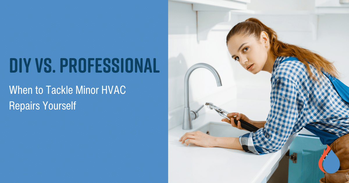 Woman working on a sink faucet.